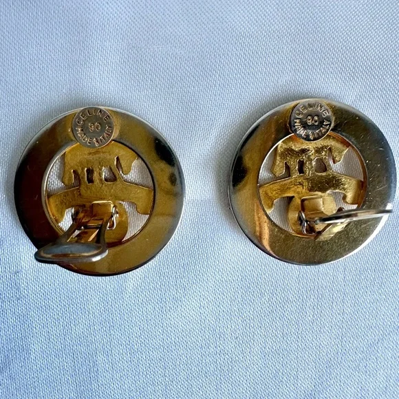 Céline Rare 1990 Anniversary Horse Medallion Clip-On Earrings - Picture 5 of 11